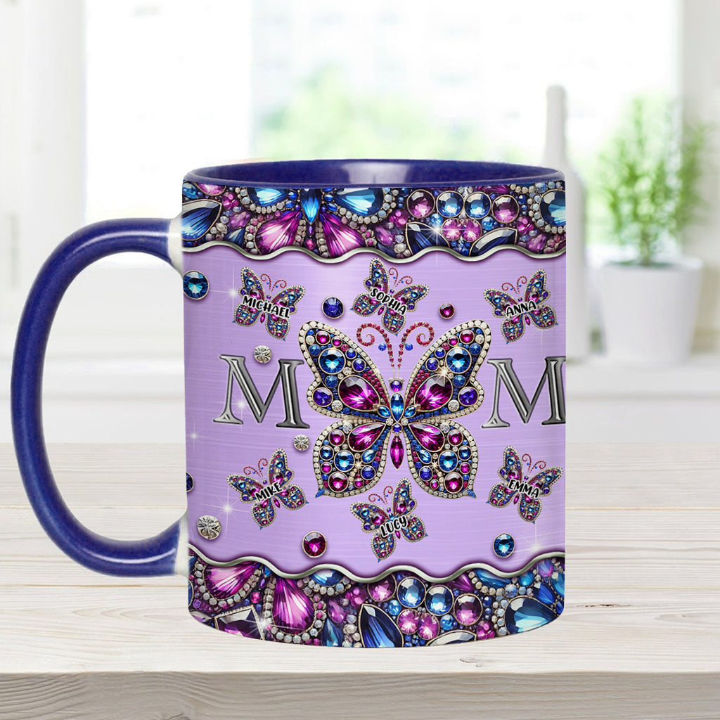 Mama und Kinder Schmetterlinge - Personalisierte Tasse mit Muttermotiv
