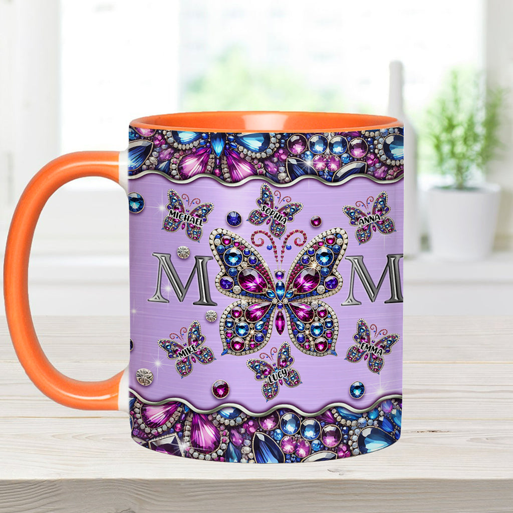 Mama und Kinder Schmetterlinge - Personalisierte Tasse mit Muttermotiv