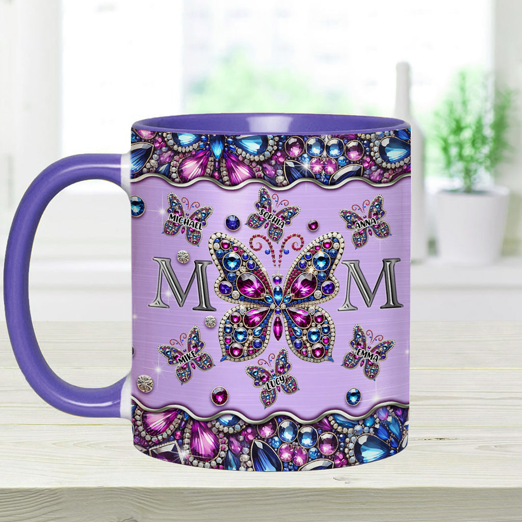 Mama und Kinder Schmetterlinge - Personalisierte Tasse mit Muttermotiv