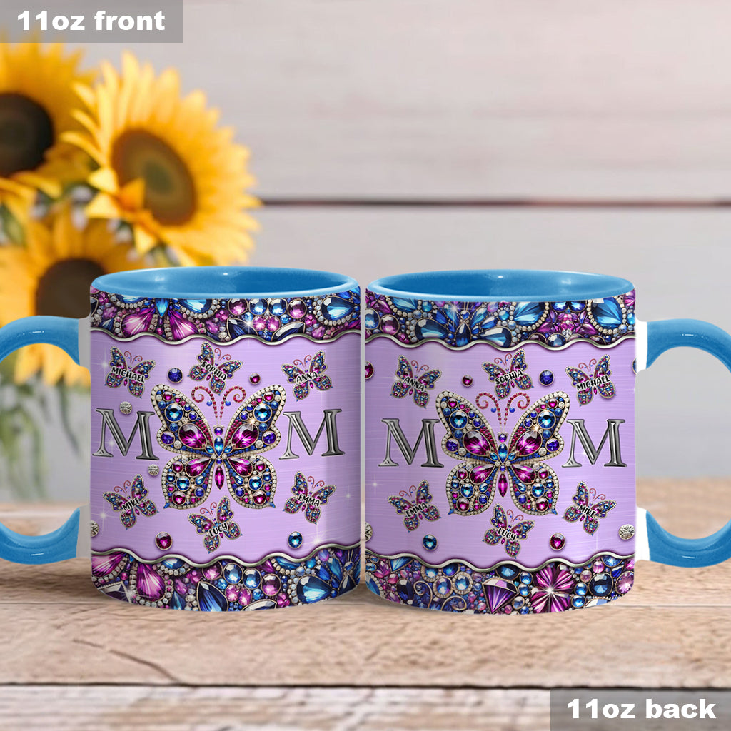 Mama und Kinder Schmetterlinge - Personalisierte Tasse mit Muttermotiv