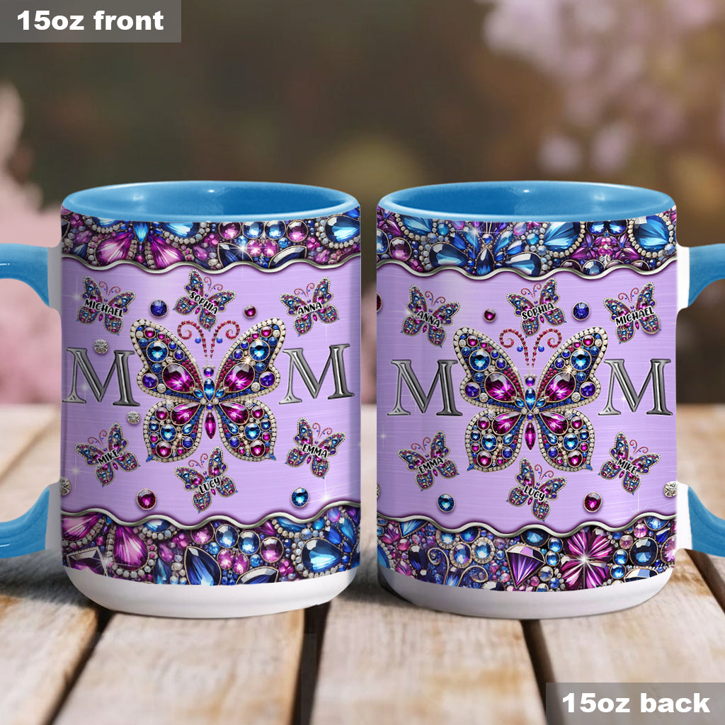 Mama und Kinder Schmetterlinge - Personalisierte Tasse mit Muttermotiv