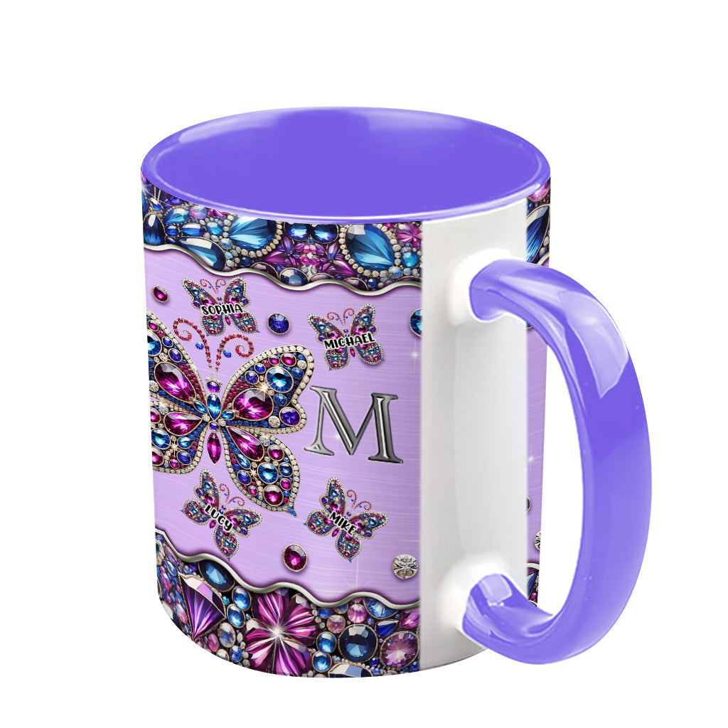 Mama und Kinder Schmetterlinge - Personalisierte Tasse mit Muttermotiv