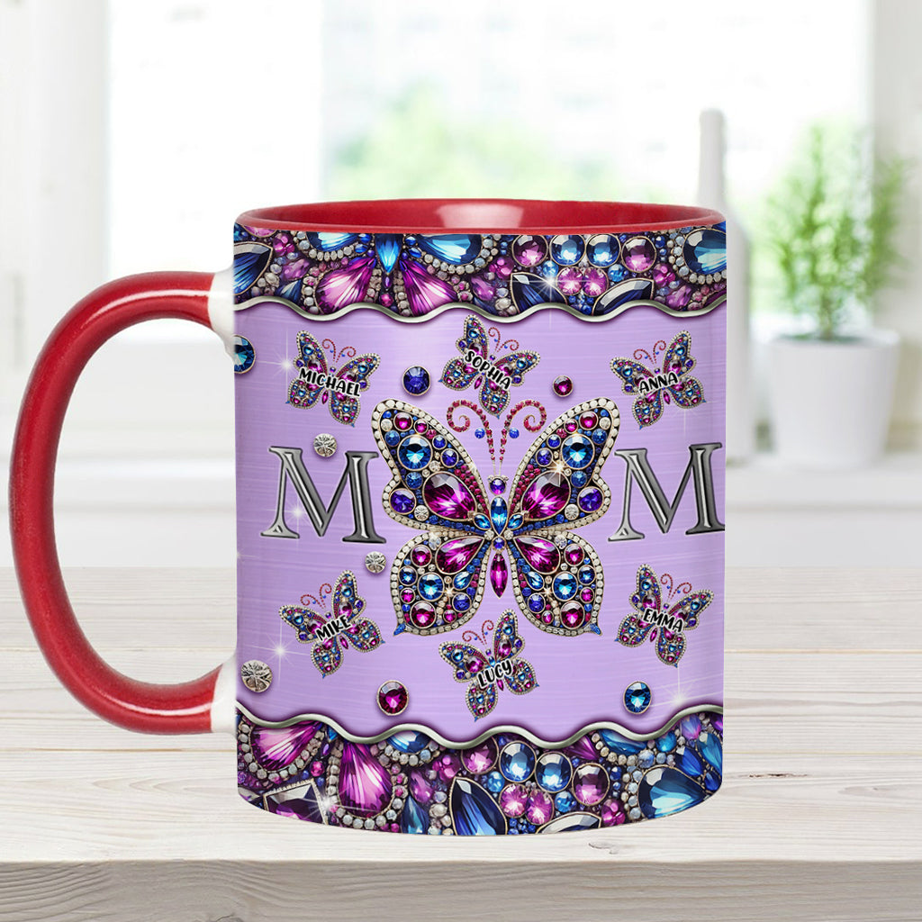 Mama und Kinder Schmetterlinge - Personalisierte Tasse mit Muttermotiv