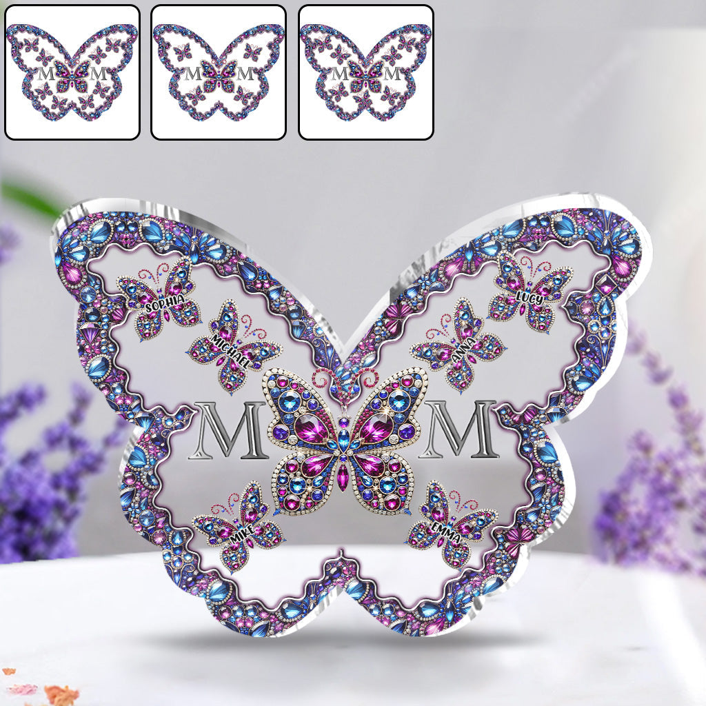Mom And Children Butterflies - Personalized Mother Custom Shaped Acrylic Plaque