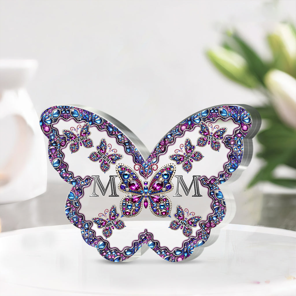 Mom And Children Butterflies - Personalized Mother Custom Shaped Acrylic Plaque