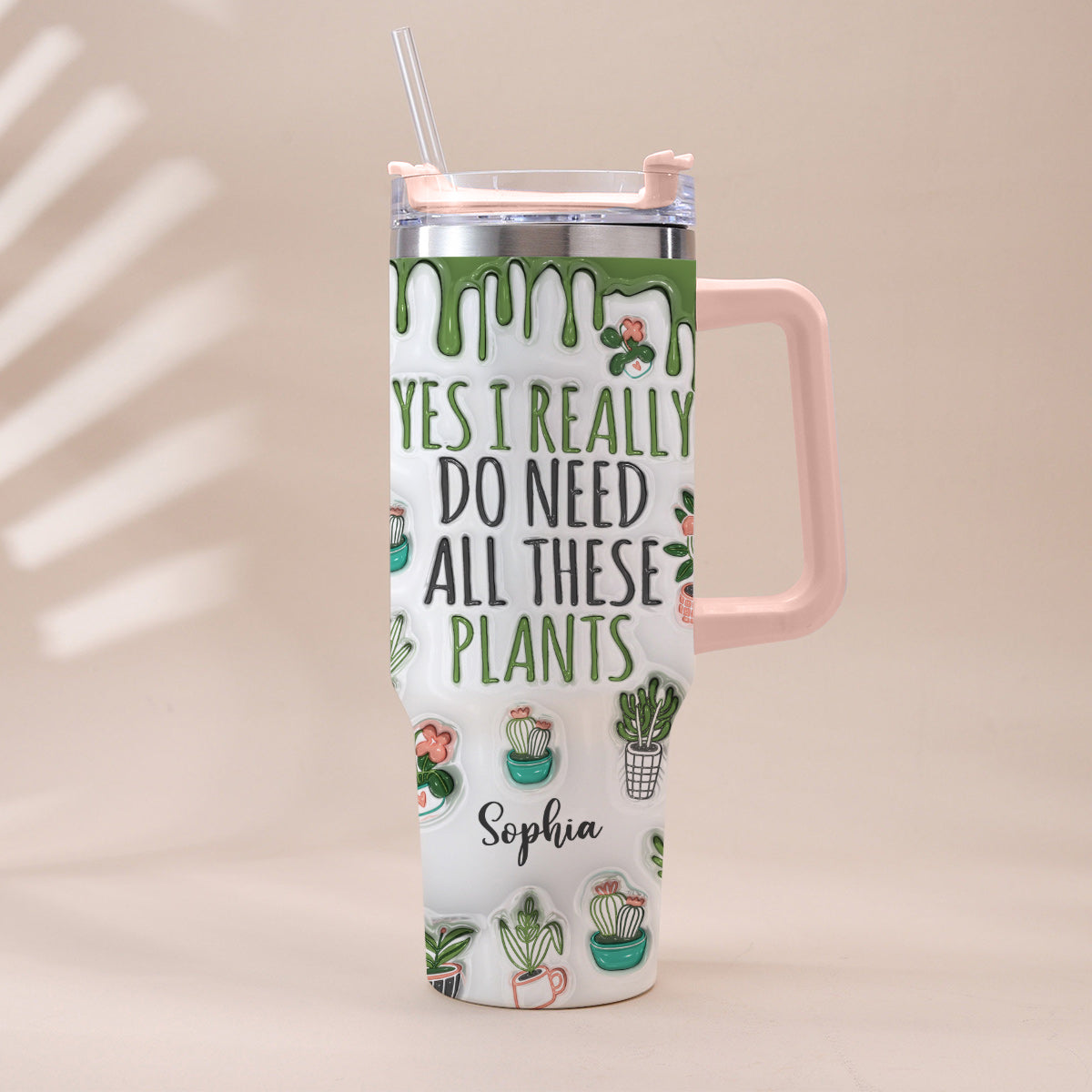 Ja, ich brauche wirklich all diese Pflanzen – personalisierter Gartenbecher mit Henkel