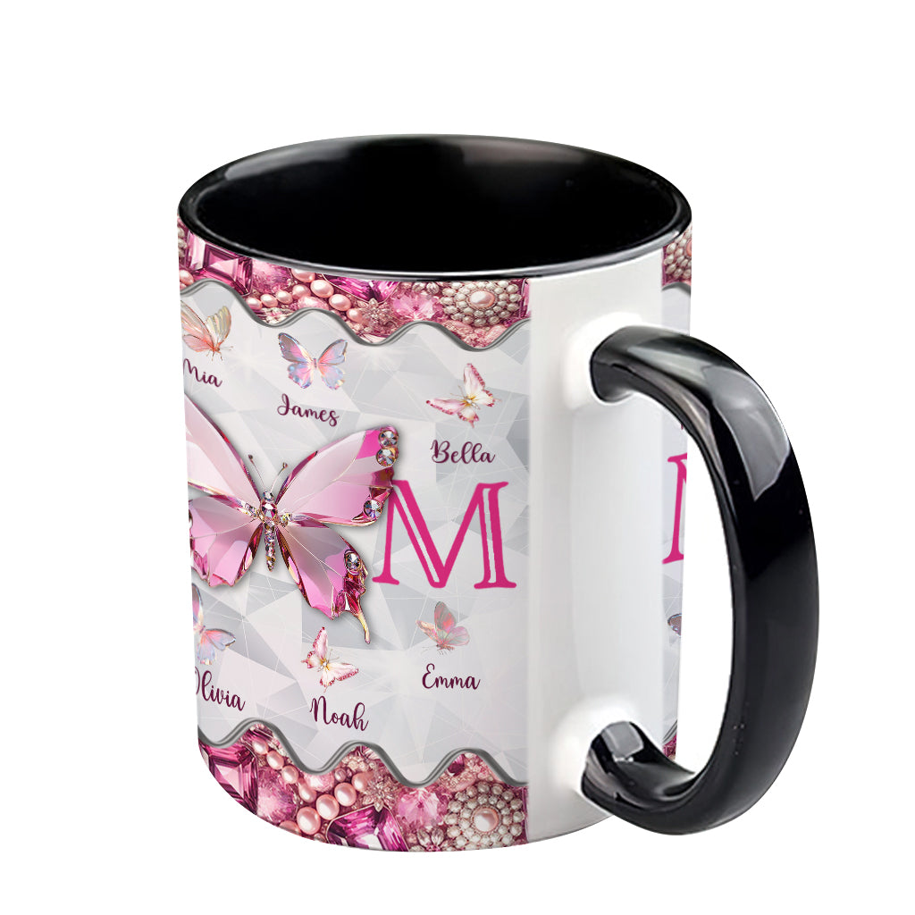 Mom And Children Butterflies - Personalized Mother Accent Mug