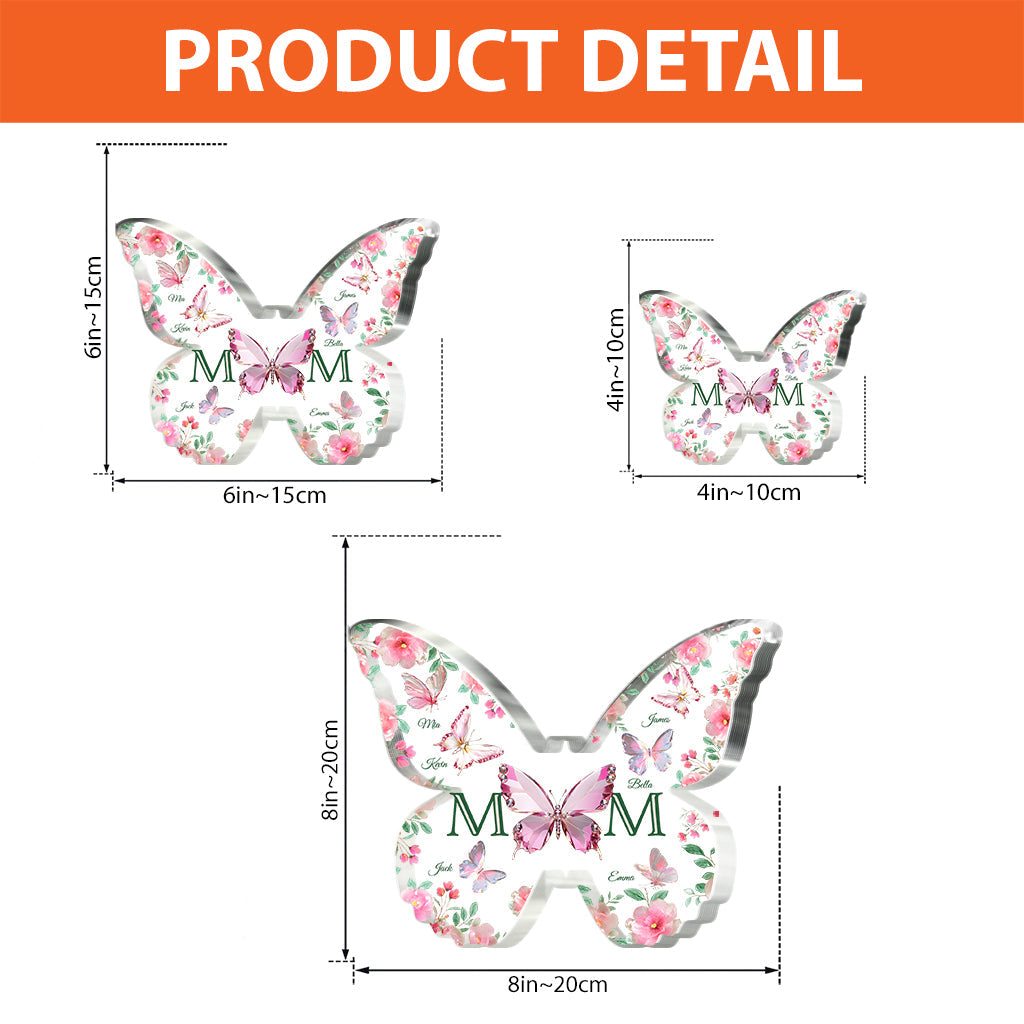 Schmetterlinge für Mutter und Kinder - Personalisierte Acrylplakette in individueller Form für die Mutter