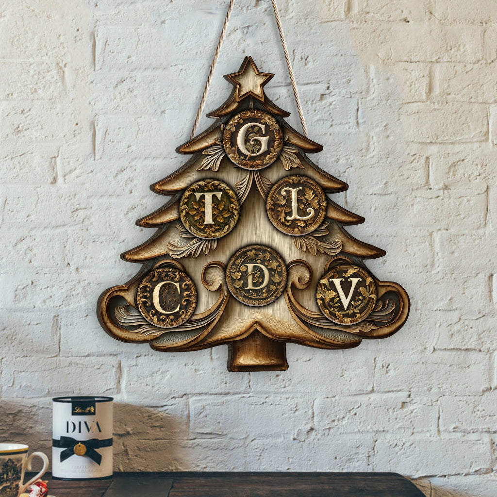 Familienweihnachten – Personalisiertes, individuell geformtes Holzschild für die Familie