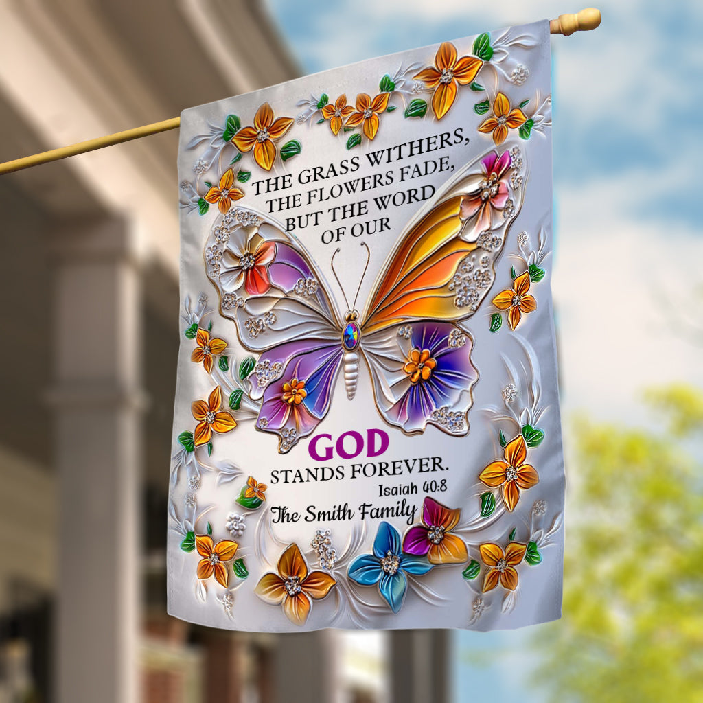 Das Wort unseres Gottes bleibt ewig – personalisierte christliche Hausflagge