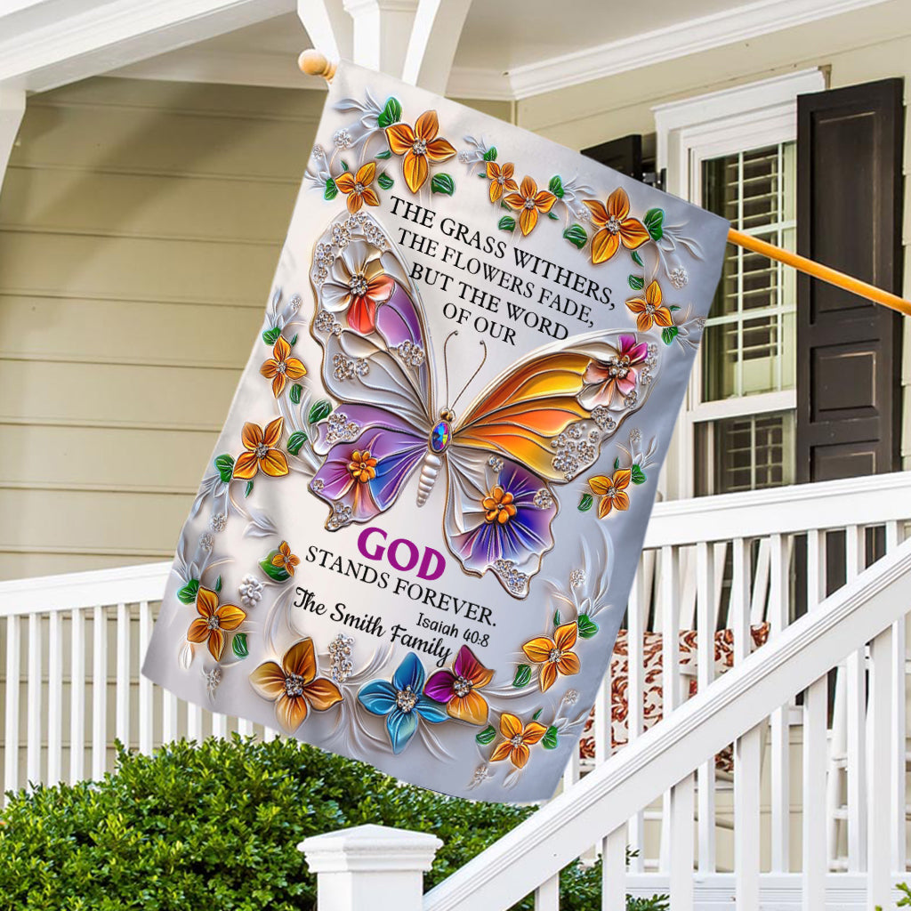 Das Wort unseres Gottes bleibt ewig – personalisierte christliche Hausflagge
