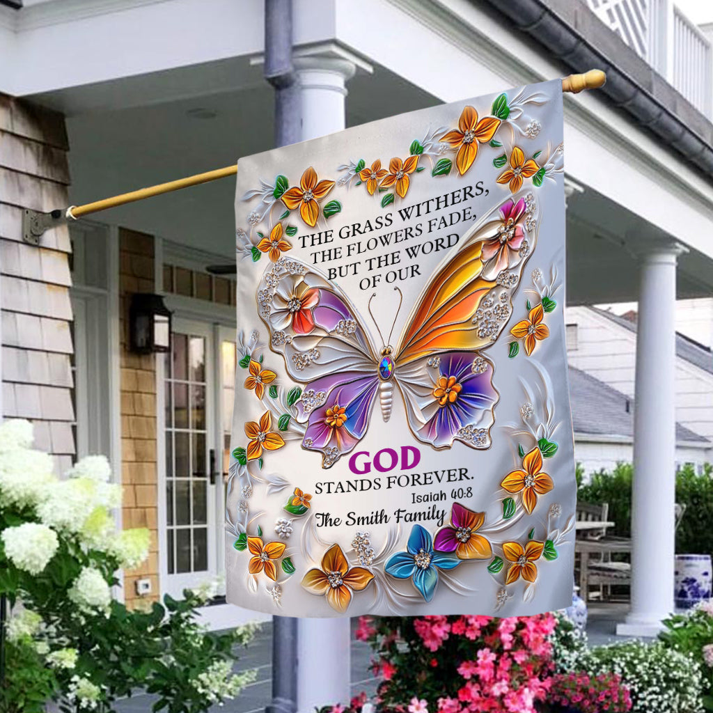 Das Wort unseres Gottes bleibt ewig – personalisierte christliche Hausflagge