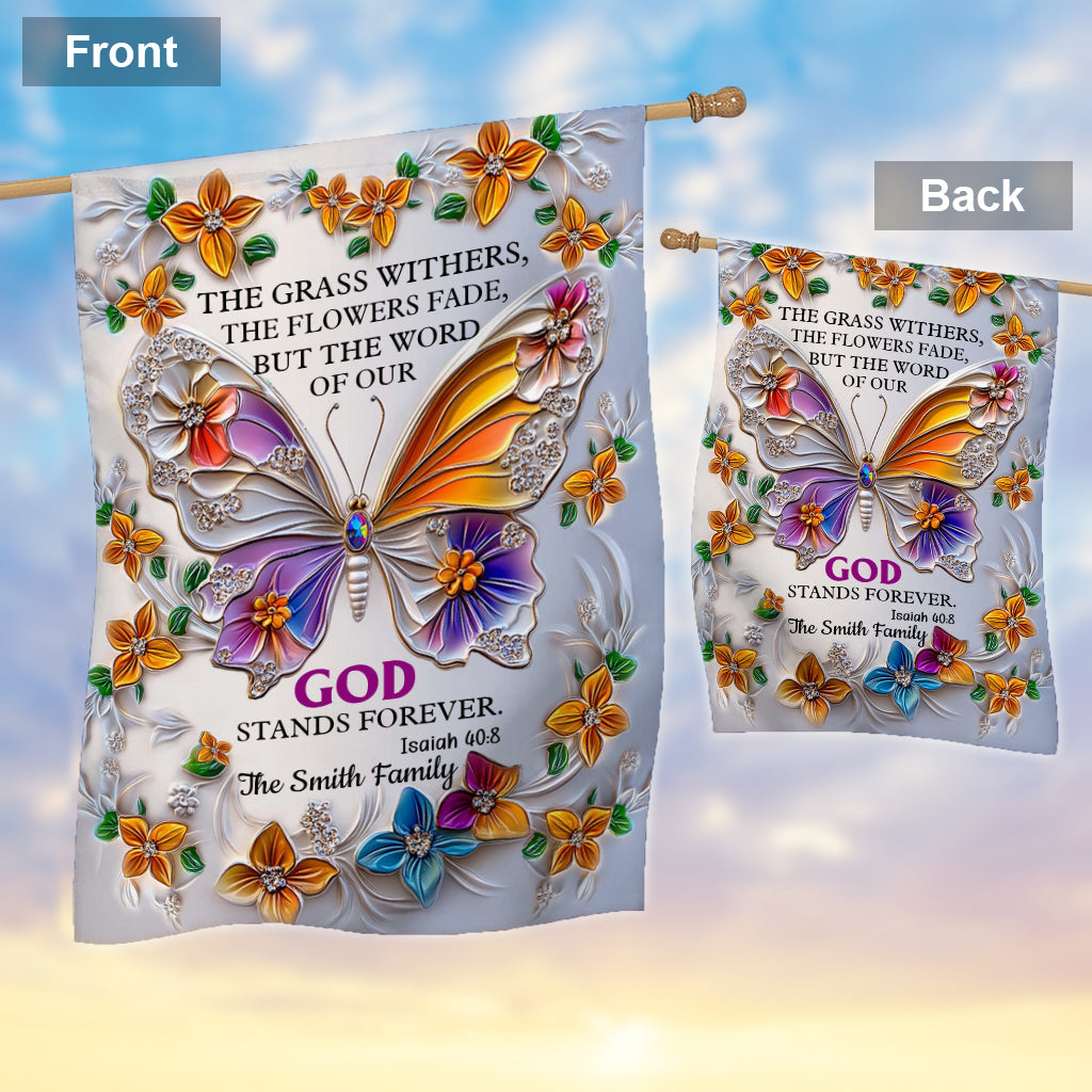 Das Wort unseres Gottes bleibt ewig – personalisierte christliche Hausflagge