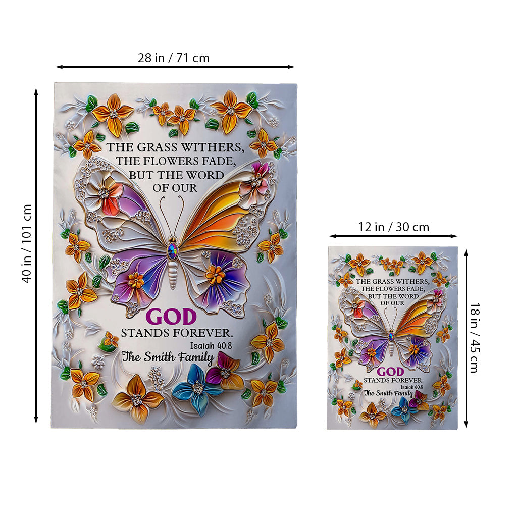 Das Wort unseres Gottes bleibt ewig – personalisierte christliche Hausflagge