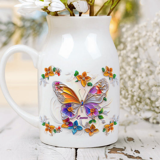 Stunning Butterfly Dragonfly Hummingbird - Personalized Butterfly Ceramic Flower Vase