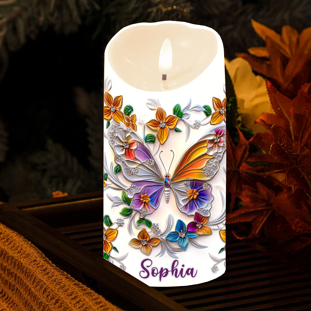 Beautiful Butterfly Bee Dragonfly Hummingbird - Personalized Butterfly Flameless Candle