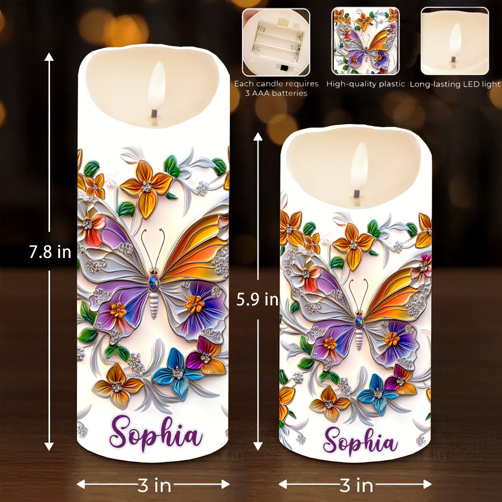 Beautiful Butterfly Bee Dragonfly Hummingbird - Personalized Butterfly Flameless Candle
