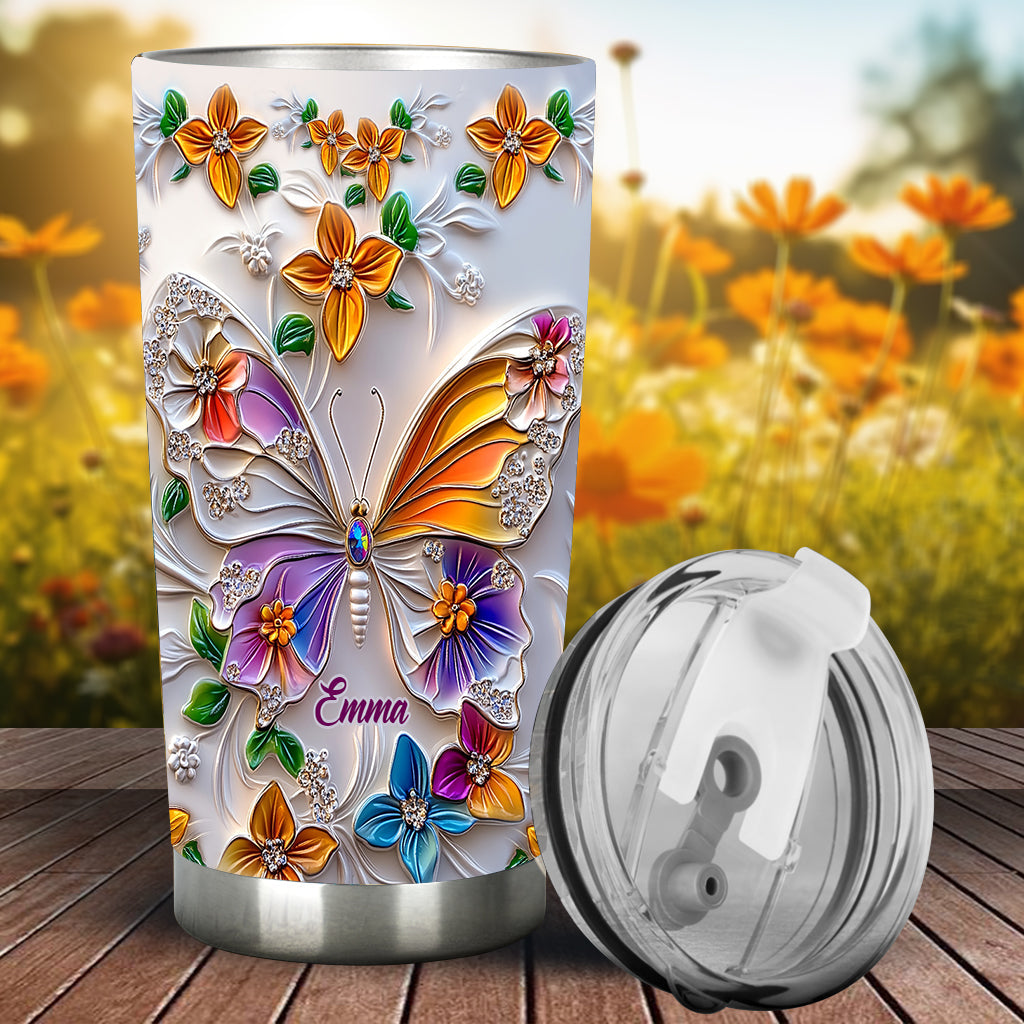 Stunning Butterfly - Personalized Butterfly Tumbler