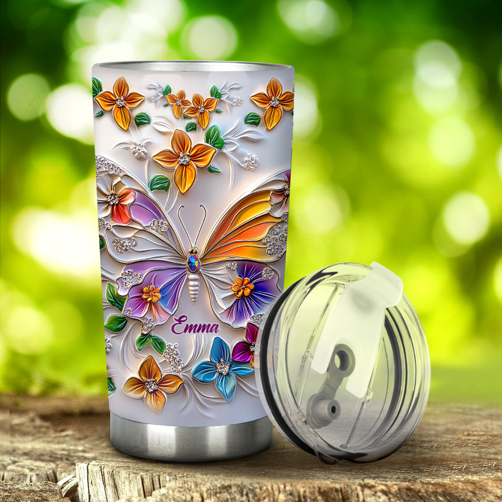 Stunning Butterfly - Personalized Butterfly Tumbler