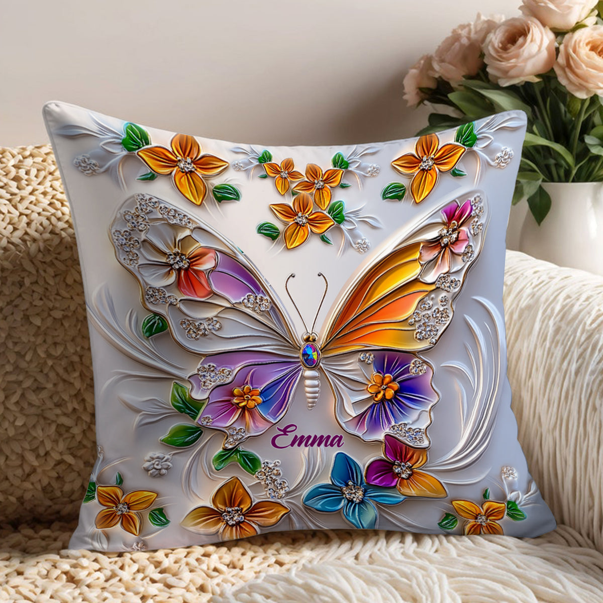 Stunning Butterfly - Personalized Butterfly Throw Pillow