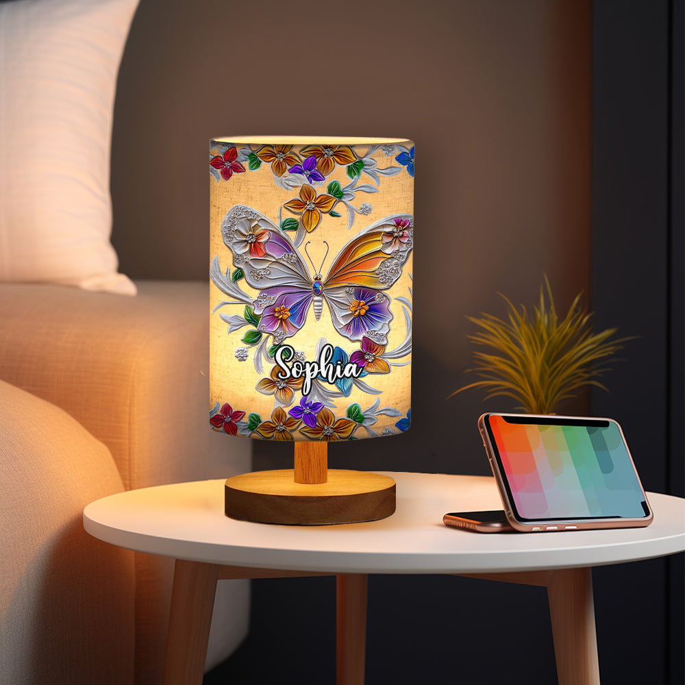 Atemberaubende Schmetterlings-, Libellen- und Kolibri-Tischleuchte – personalisierte Schmetterlings-Tischleuchte mit Holzsockel