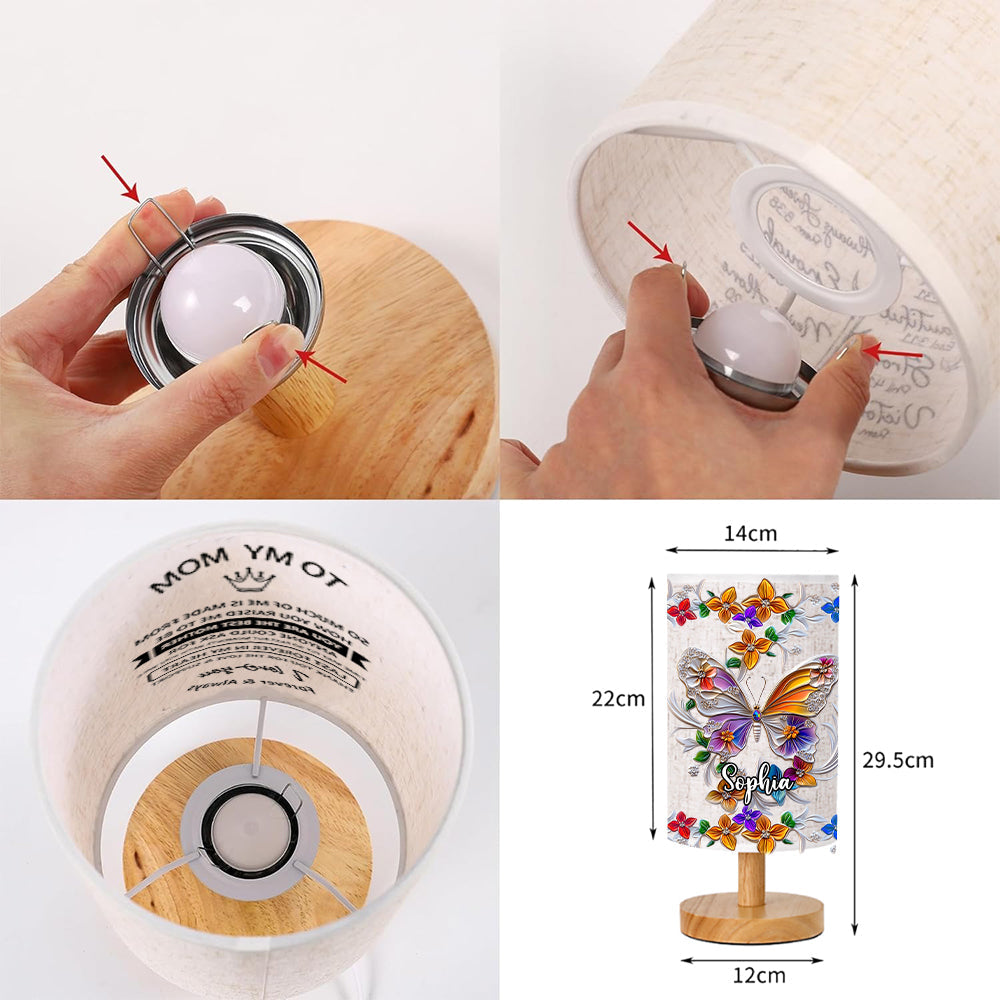 Atemberaubende Schmetterlings-, Libellen- und Kolibri-Tischleuchte – personalisierte Schmetterlings-Tischleuchte mit Holzsockel