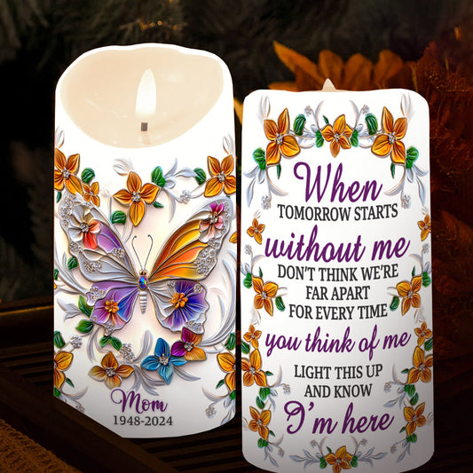 Diejenigen, die wir lieben, gehen nicht fort – Personalisierte Gedenkkerze (flammenlos)