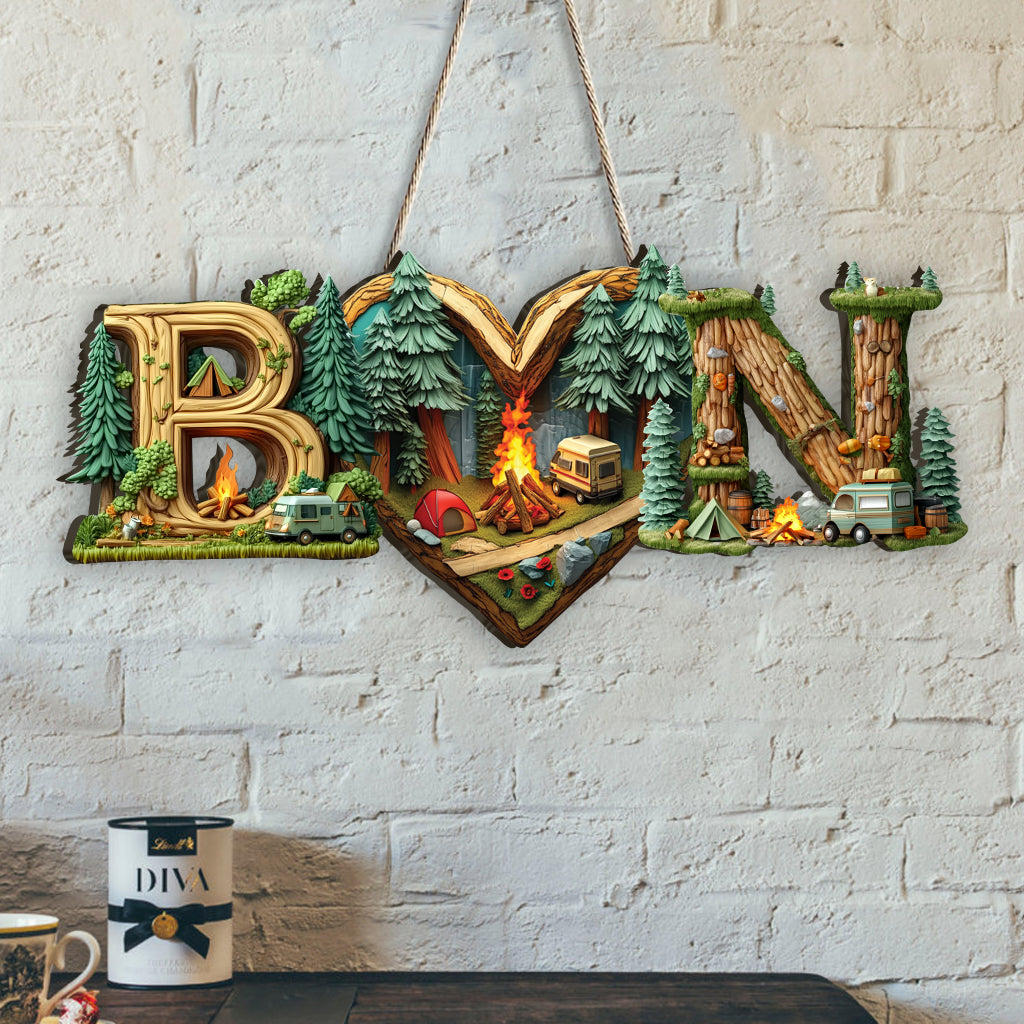 Brief für Camping-Pärchen – Personalisiertes Camping-Holzschild in individueller Form