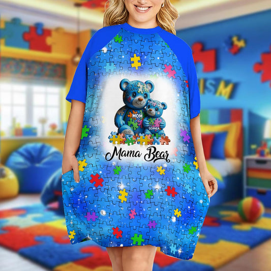 Mama Bär – Personalisiertes Schlafshirt-Kleid zur Sensibilisierung für Autismus