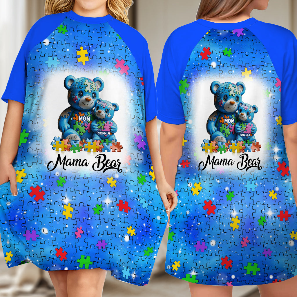 Mama Bär – Personalisiertes Schlafshirt-Kleid zur Sensibilisierung für Autismus