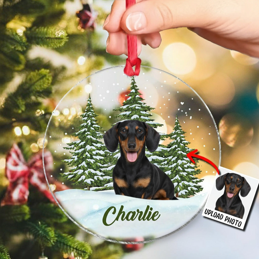 Frohe Weihnachten – Personalisierter transparenter Hunde-Weihnachtsbaumschmuck