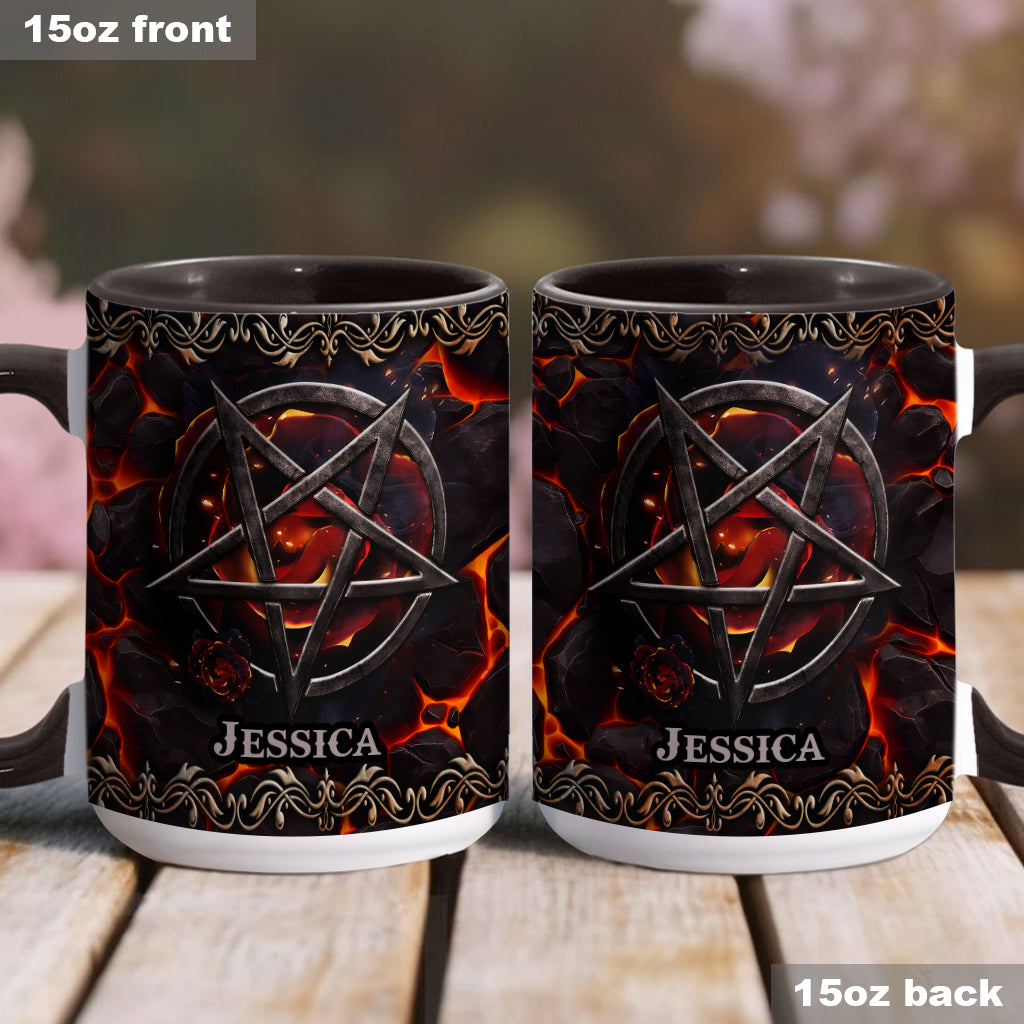 Volcanic Pentacle - Personalized Witch Accent Mug