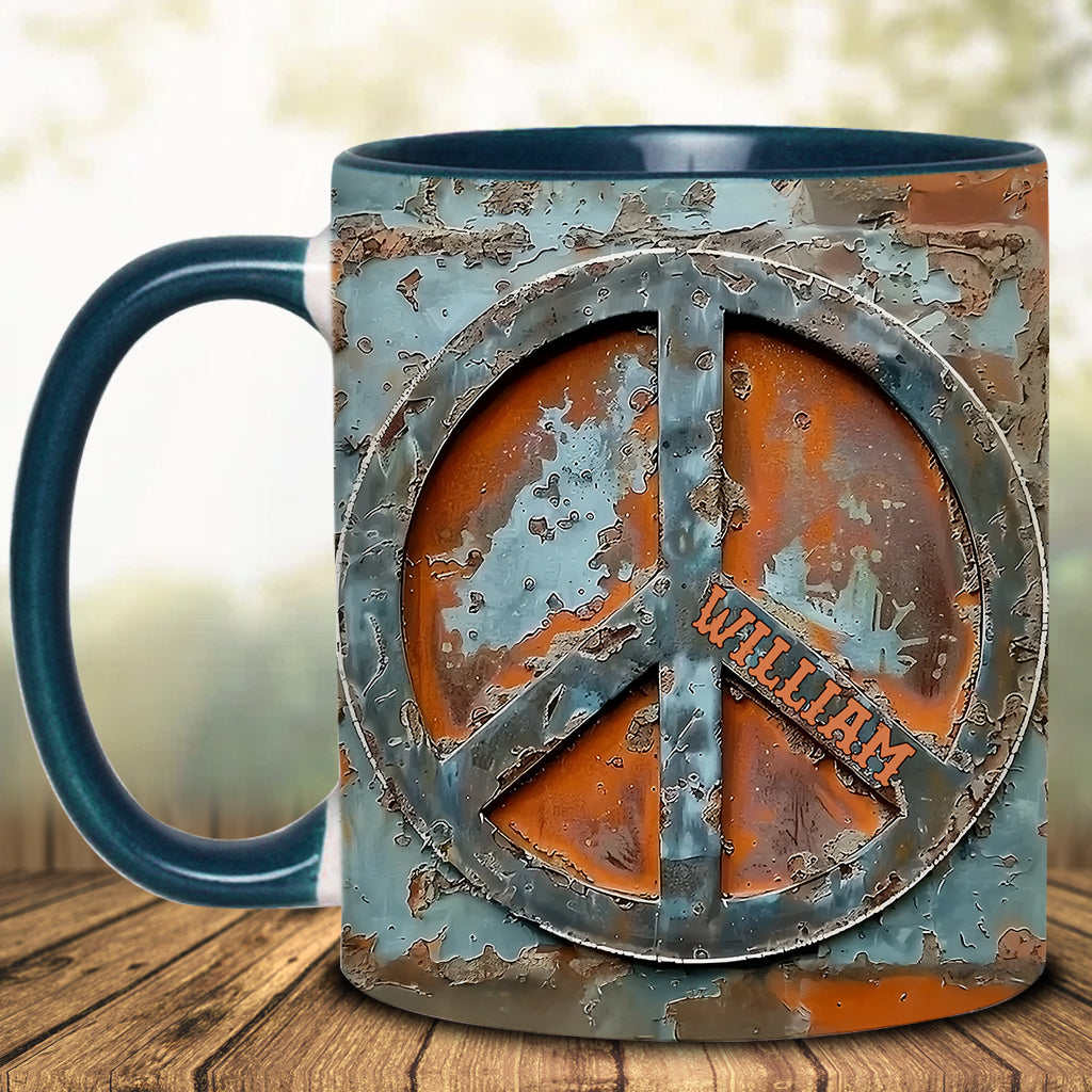 Liebe und Frieden – Personalisierte Tasse mit Hippie-Akzent