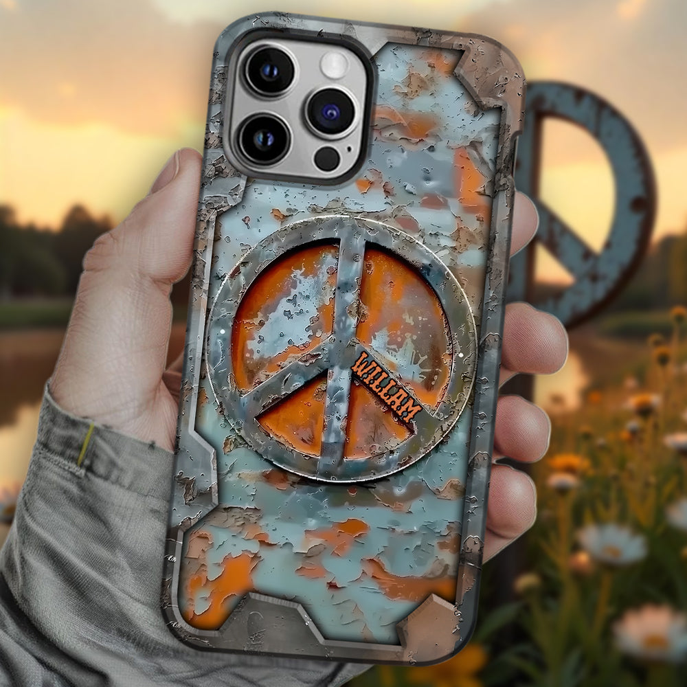 Liebe und Frieden – Personalisierte Handyhülle im Hippie-Stil mit Vollprint