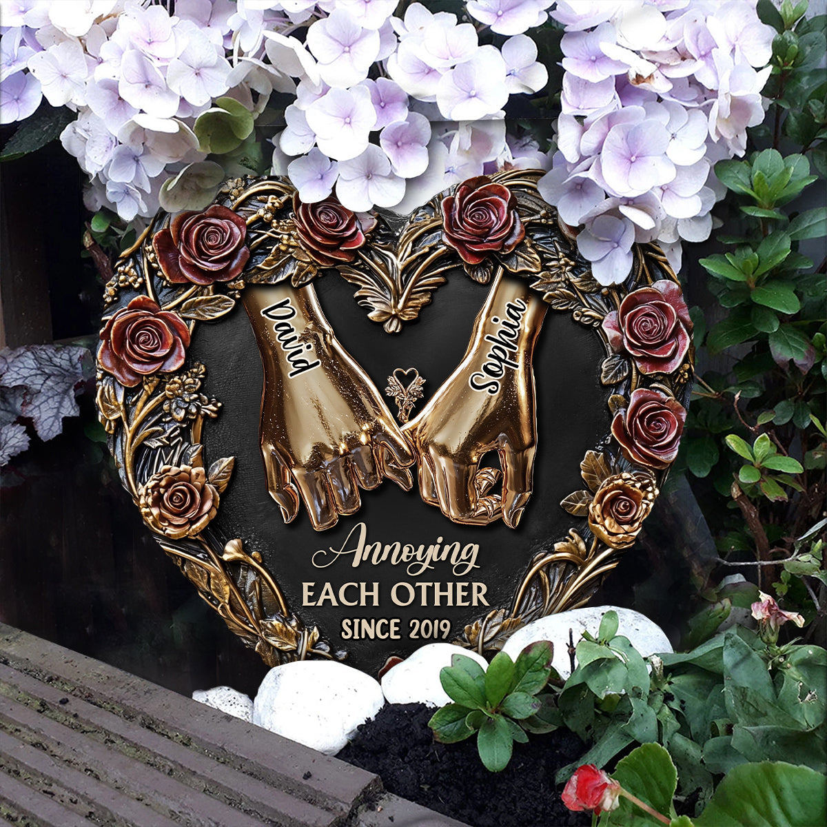 Sich gegenseitig ärgern – Personalisierter herzförmiger Stein für Paare