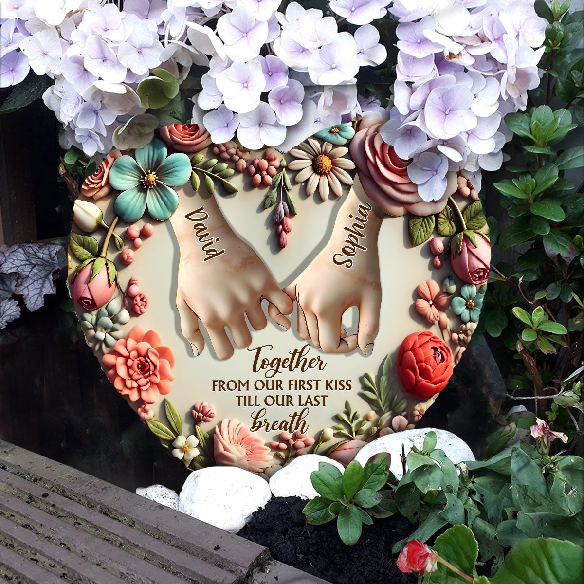 Sich gegenseitig ärgern – Personalisierter herzförmiger Stein für Paare