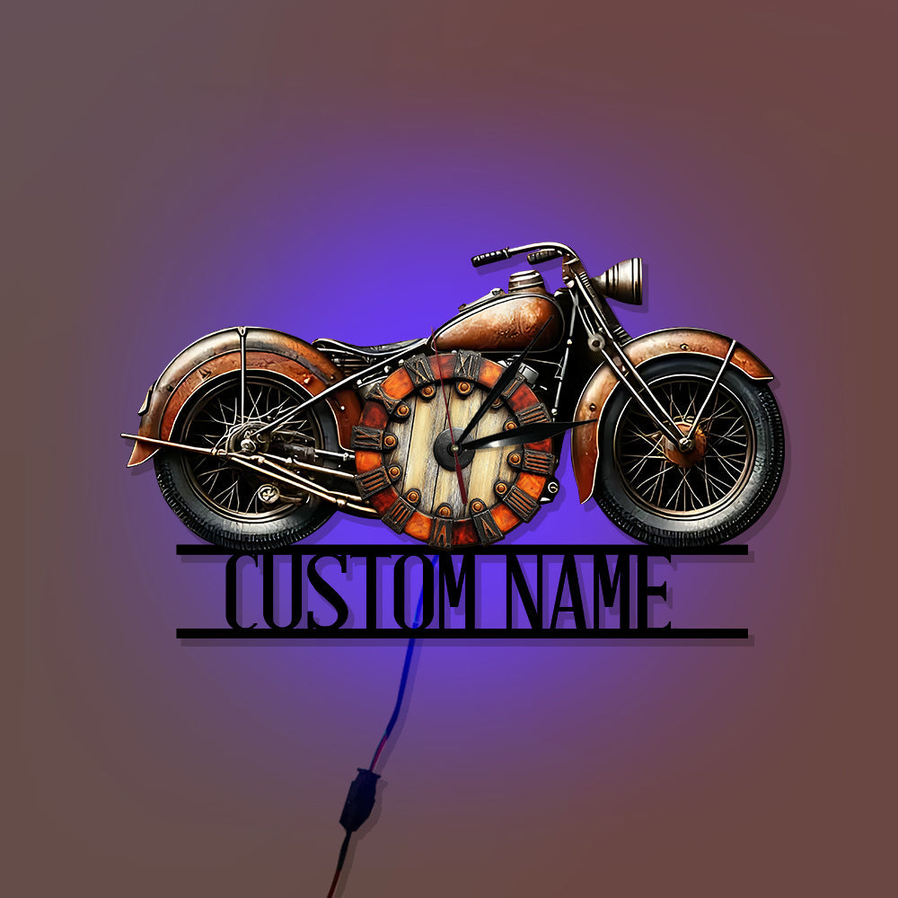 Immer Zeit für eine Fahrt – Personalisierte LED-Wanduhr für Biker