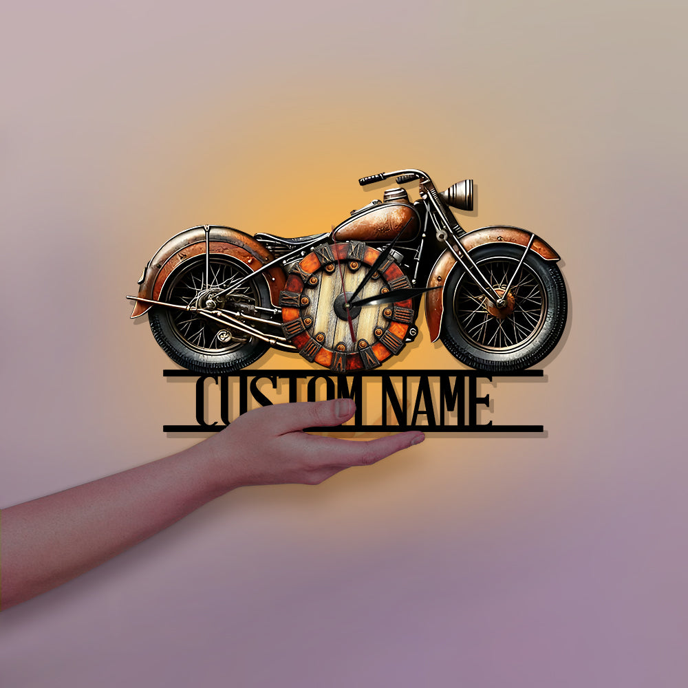 Immer Zeit für eine Fahrt – Personalisierte LED-Wanduhr für Biker