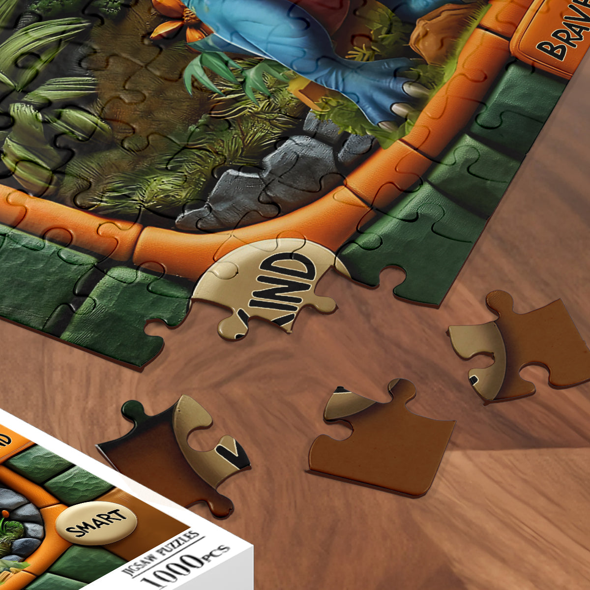 Dinosaur Letter Gift For Grandkids - Personalized Kid Jigsaw Puzzle