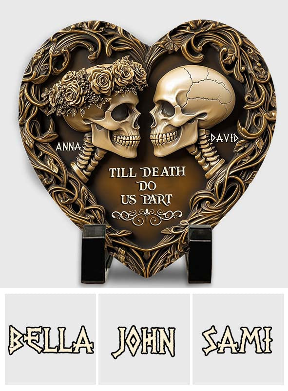 Bis dass der Tod uns scheidet – Personalisierter herzförmiger Stein für Paare