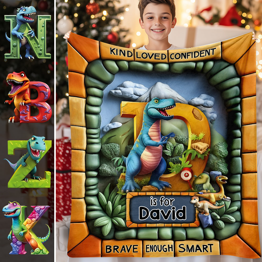 Dinosaur World Gift For Grankids - Personalized Kid Blanket