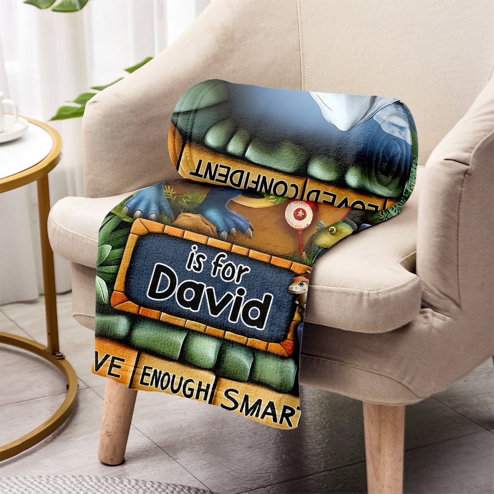Dinosaur World Gift For Grankids - Personalized Kid Blanket