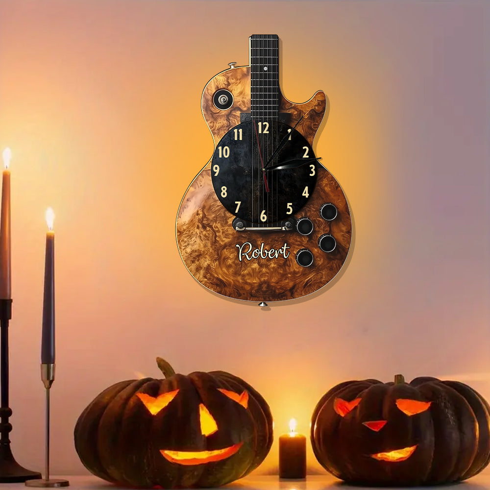 Zeit für Musik – Personalisierte LED-Wanduhr in Gitarrenform