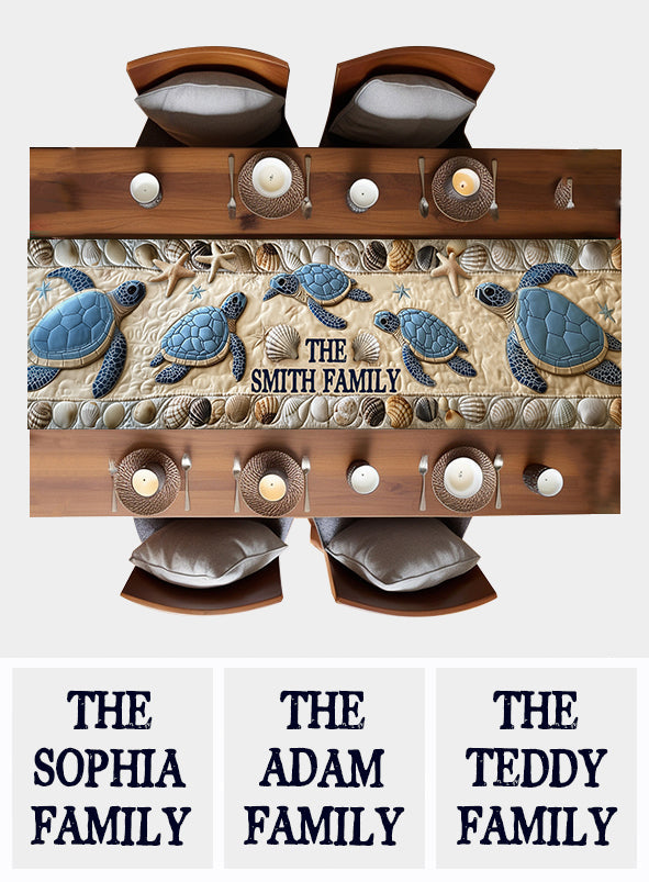 Liebe Schildkröten – Personalisierter Tischläufer mit Schildkrötenmotiv