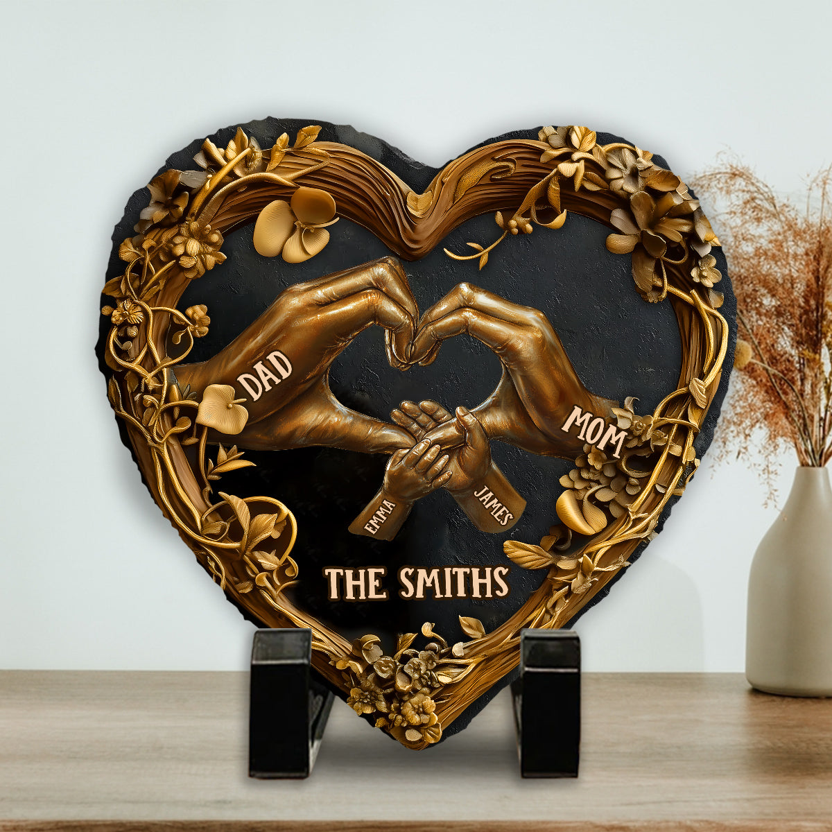 Unsere Familie – Personalisierter herzförmiger Familienstein