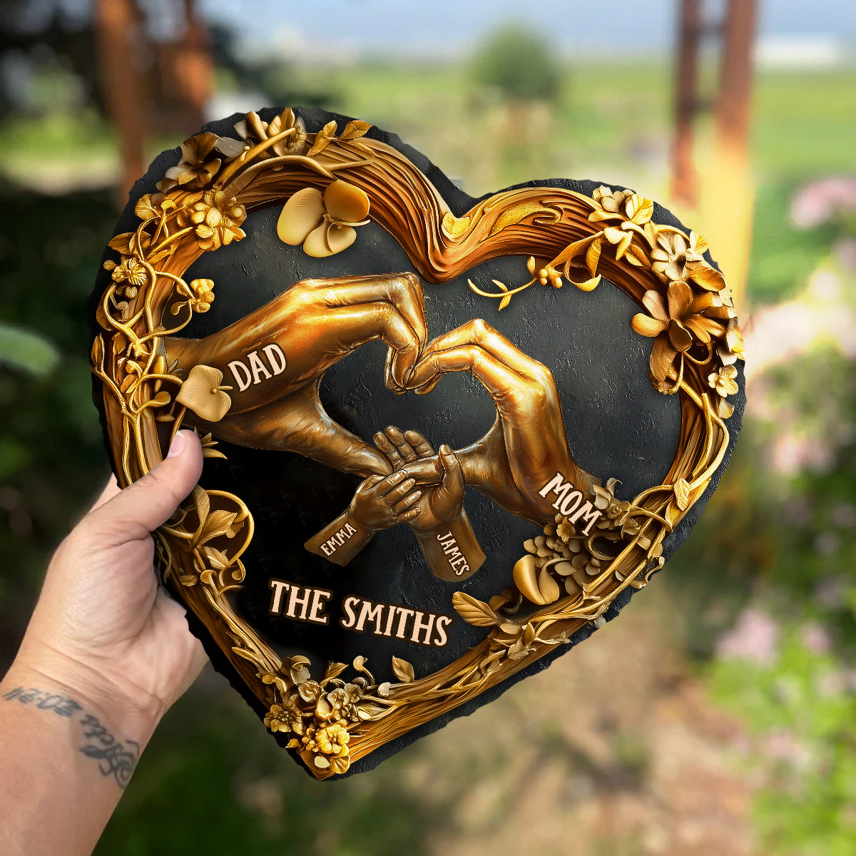 Unsere Familie – Personalisierter herzförmiger Familienstein