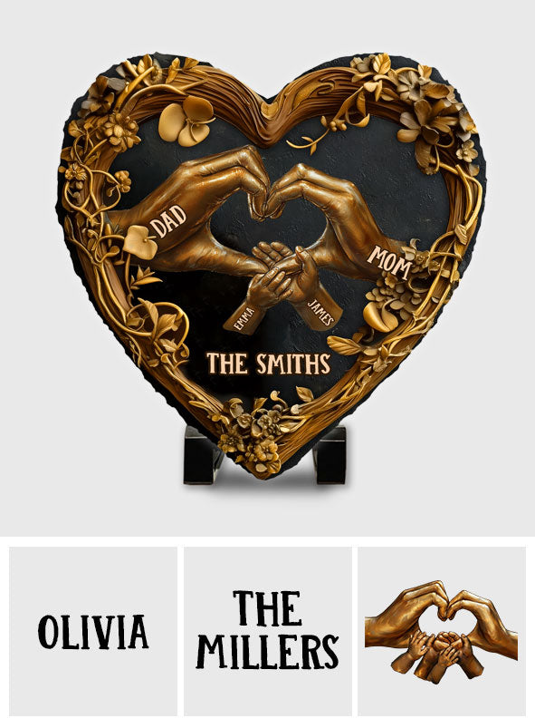 Unsere Familie – Personalisierter herzförmiger Familienstein