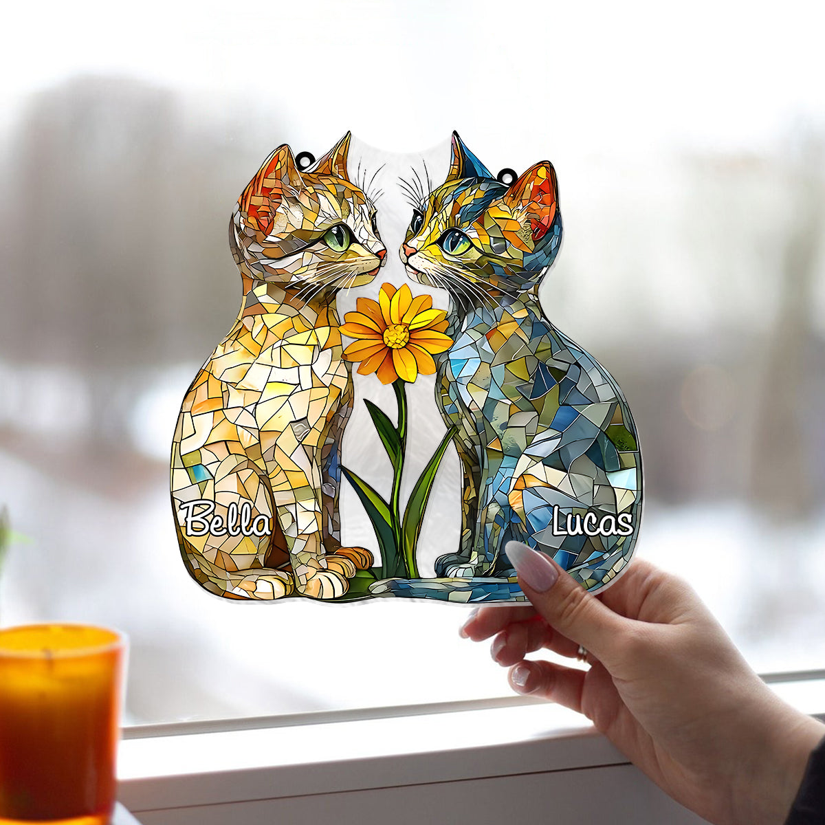 Liebe Katzen – Personalisierter Katzen-Fensterhänger als Sonnenfänger 