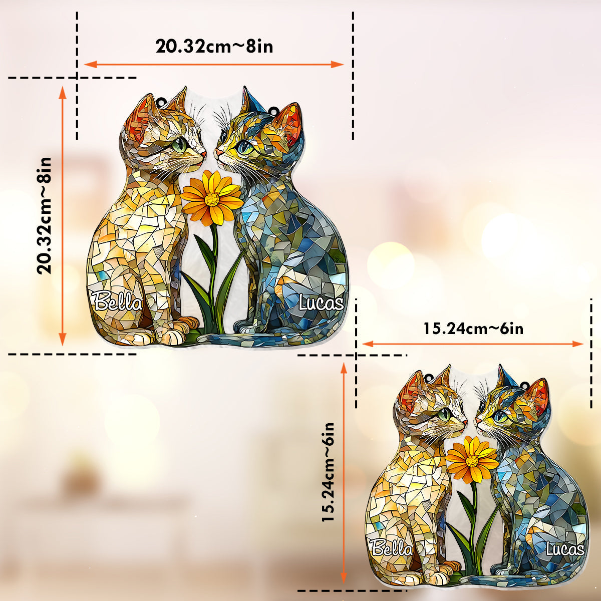 Liebe Katzen – Personalisierter Katzen-Fensterhänger als Sonnenfänger 