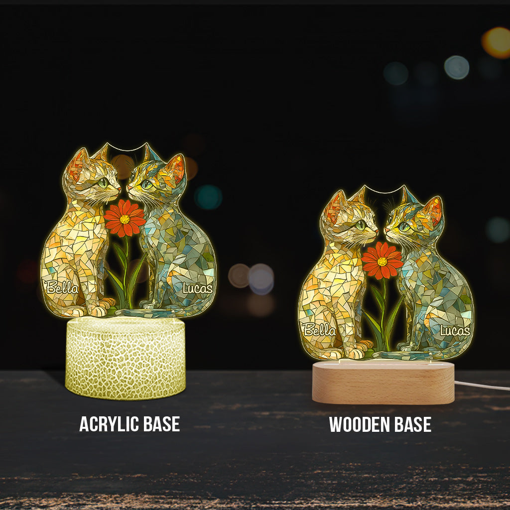 Love Cats - Personalized Cat Shaped Plaque Light Base